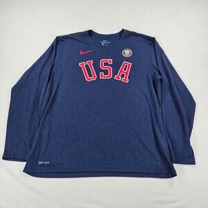 The Nike Tee Dri-Fit USA Long Sleeve Navy Blue Athletic Shirt Men's Size XL
